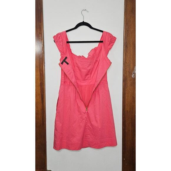 BCBG Maxazria Pink Coral Mini Dress Size Medium Applique Cotton Blend Stretch - Picture 4 of 9